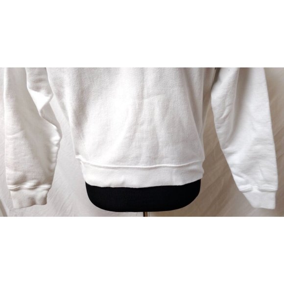 Champion Reverse Weave Medium White Crop Spellout Logo Heavyweight Sweatshirt - Picture 10 of 13